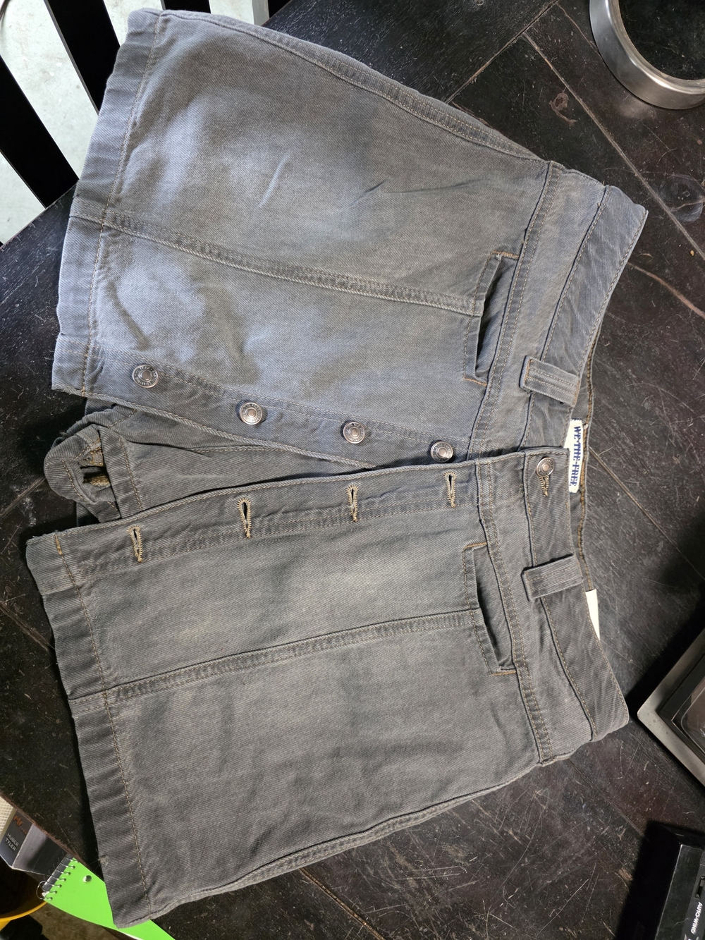 We The Free Washed Black Button-Front Denim Skorts